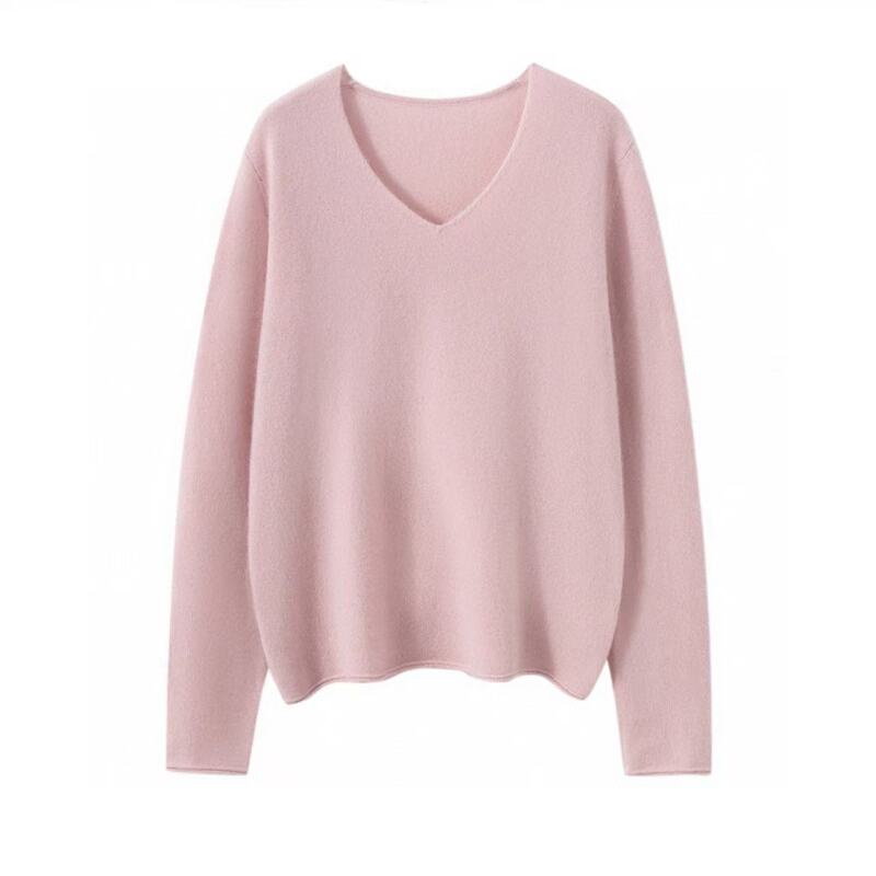 [100%山羊绒]12针单股200gV领羊绒针织打底衫