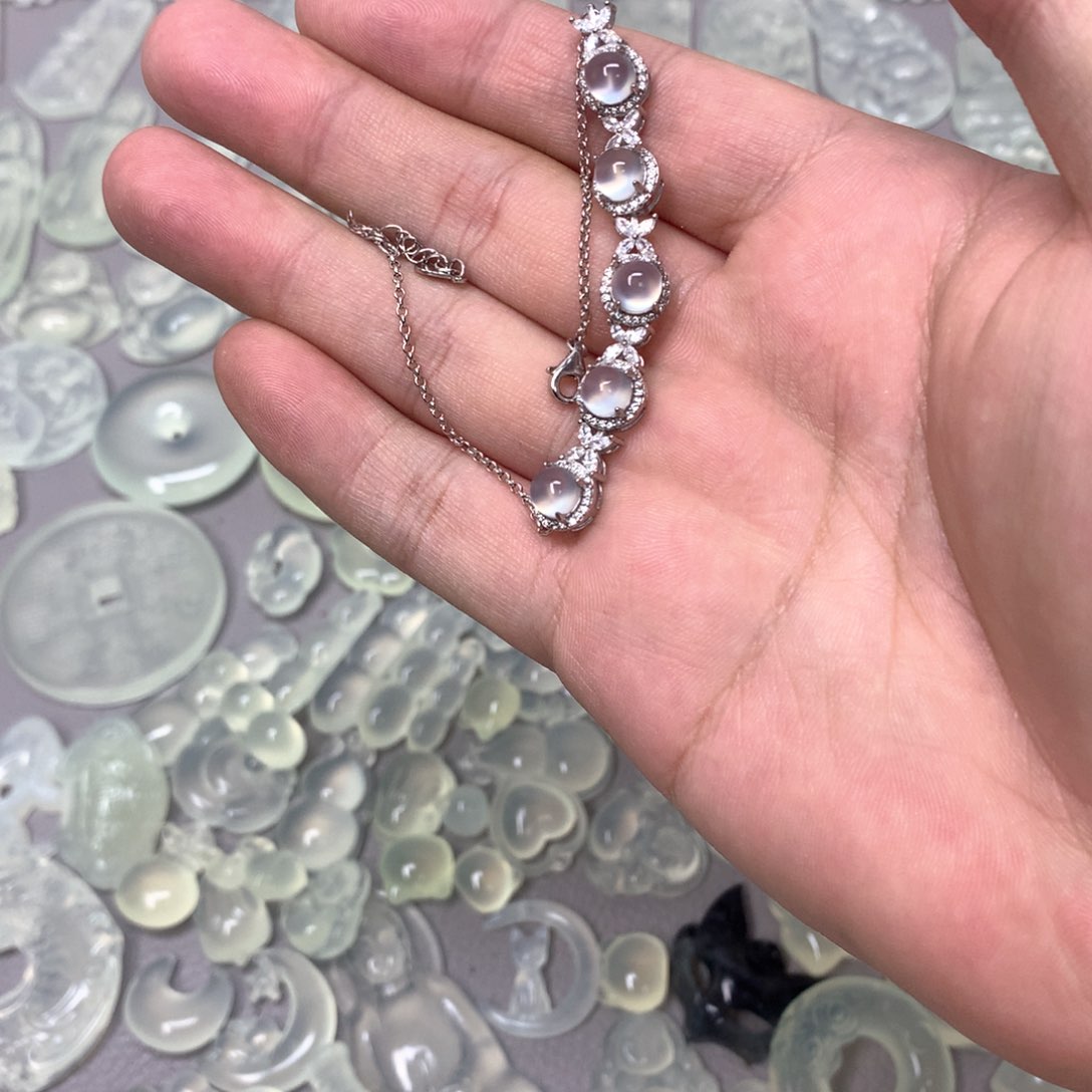 蛇纹石玉颈饰银S925镶嵌X****a