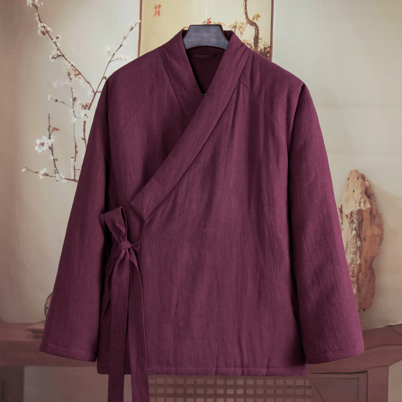 由天丨棉麻男装中式唐装汉服棉衣秋冬季加厚居士服中国风棉袄外套