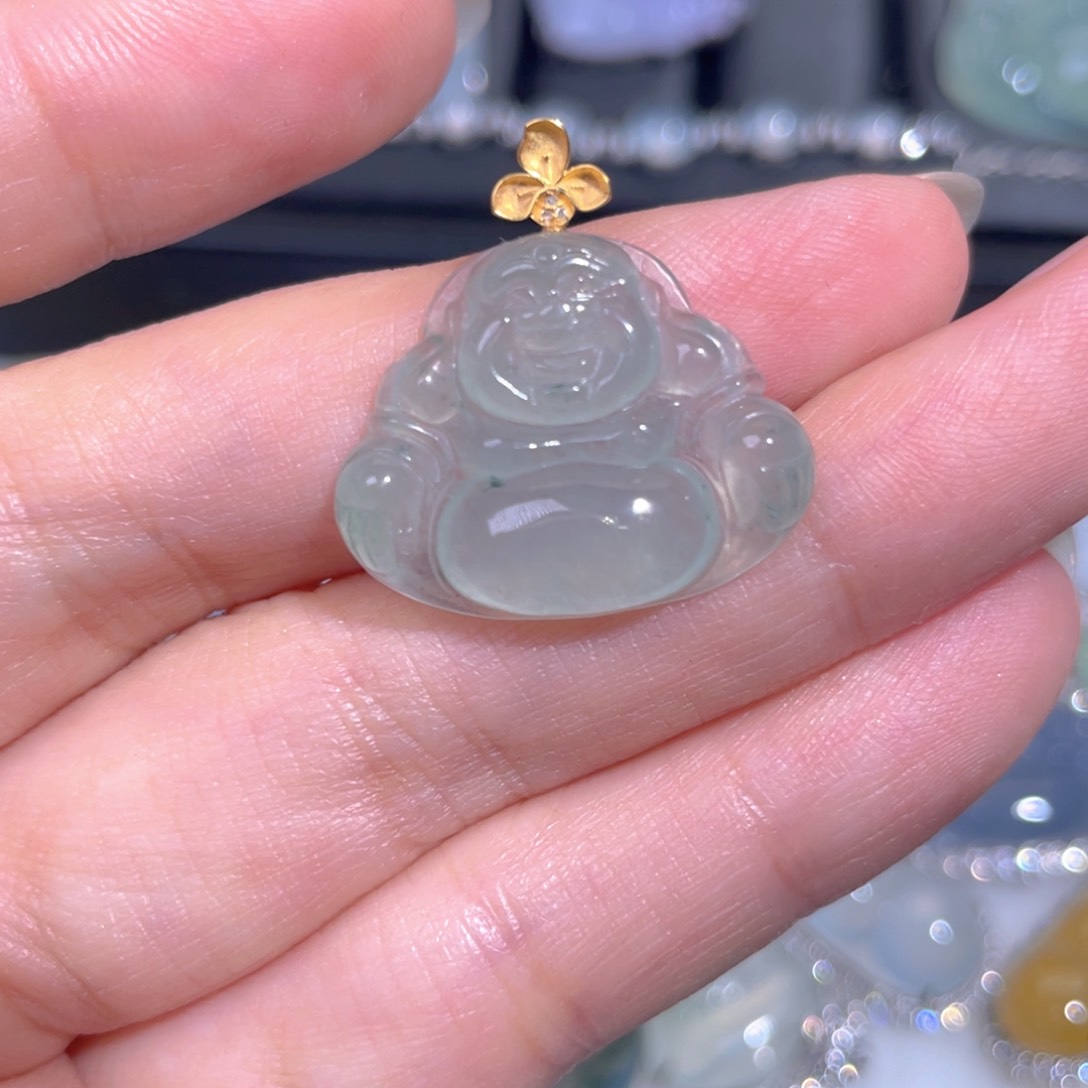 颈饰18K金镶嵌翡翠翡翠