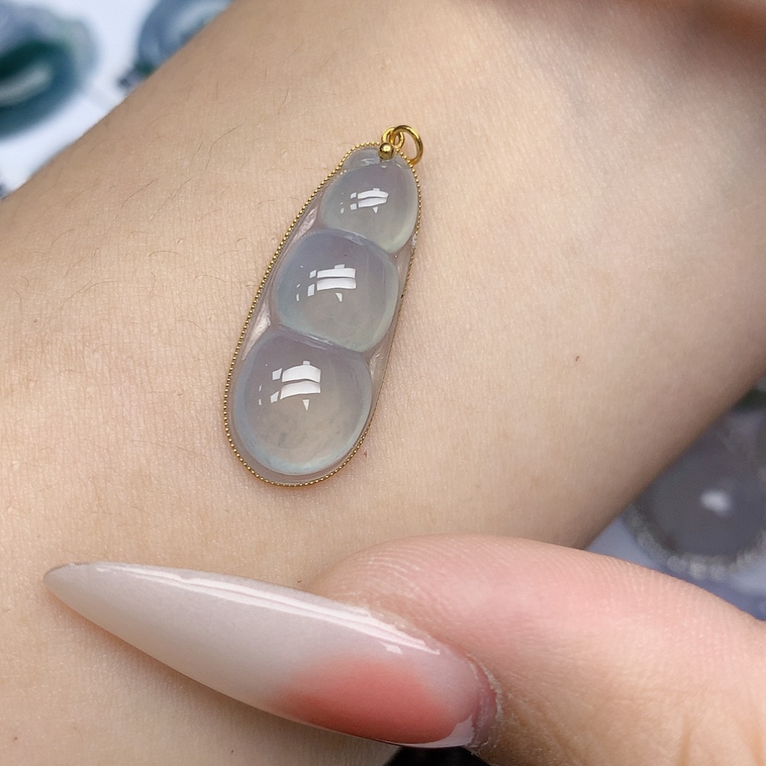 翡翠18K金镶嵌颈饰天然缅甸翡翠a货百元以上9元证书费自理