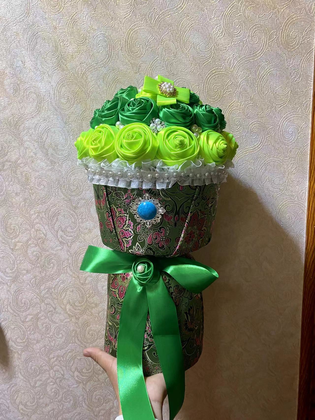 藏式手工花绿色主题求婚表白精致设计送女友长辈朋友玫瑰花假花