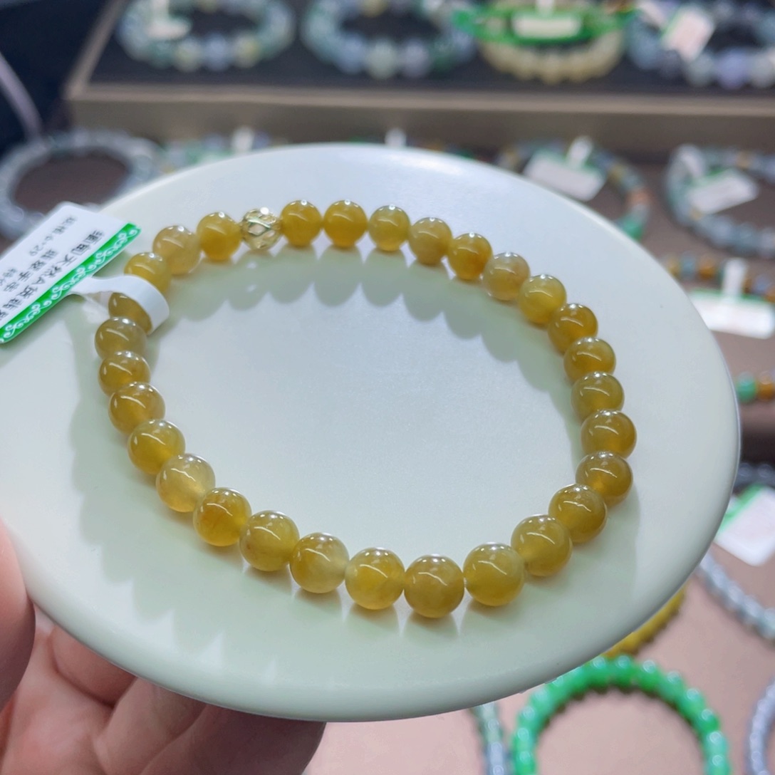 未镶嵌手链翡翠卡6黄翡无鉴赏