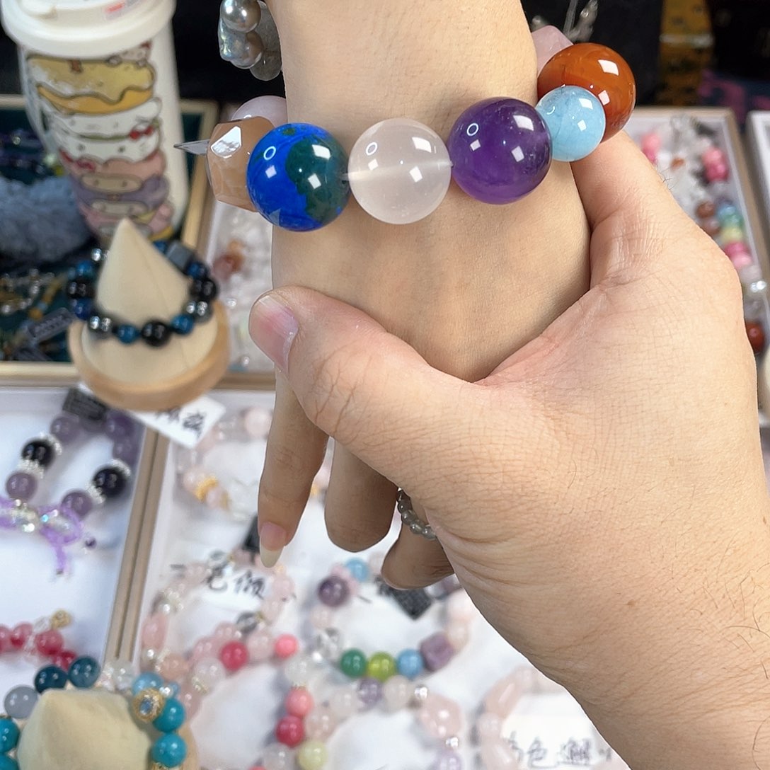 水晶手链银S925镀金镶嵌