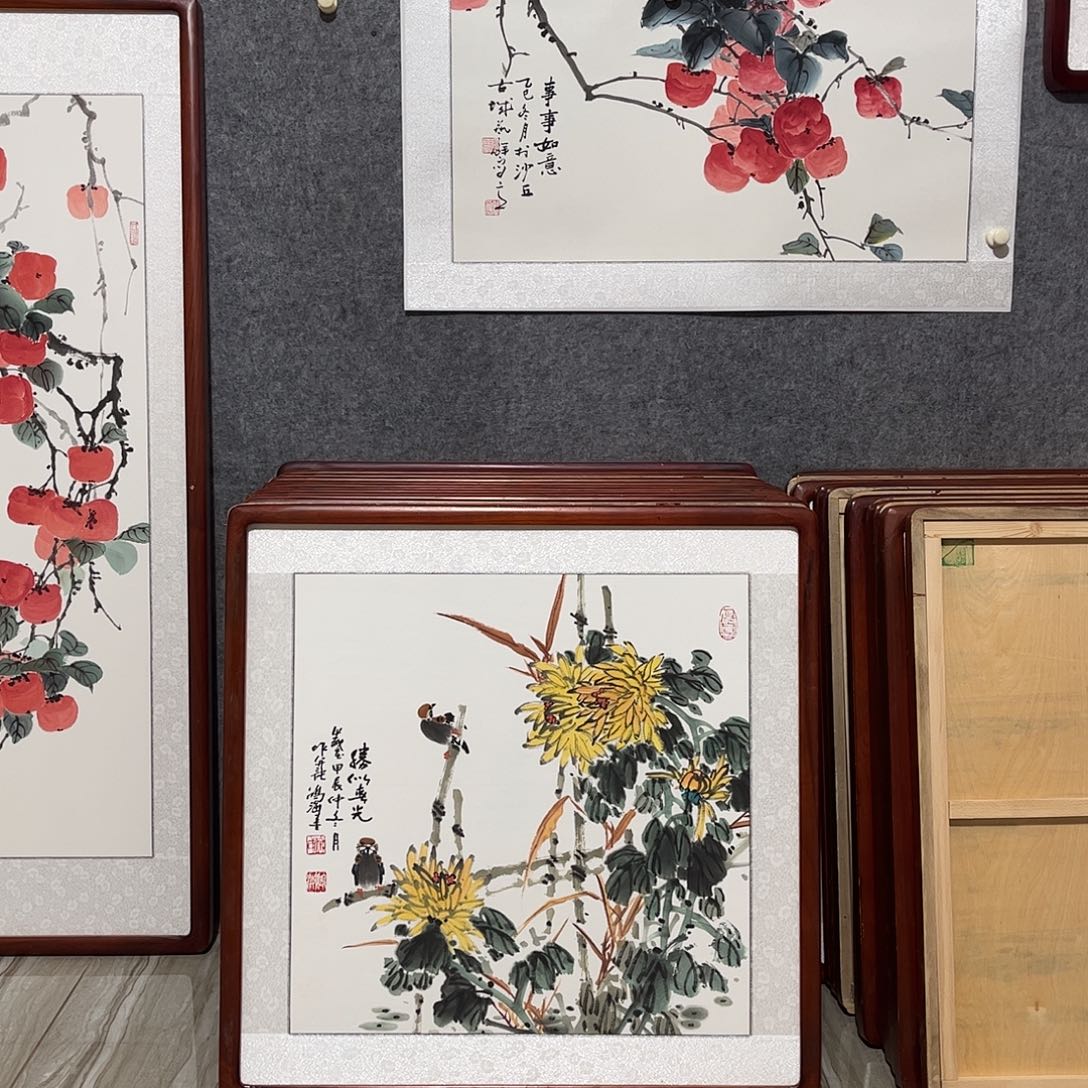 国画书画作品带框63×63