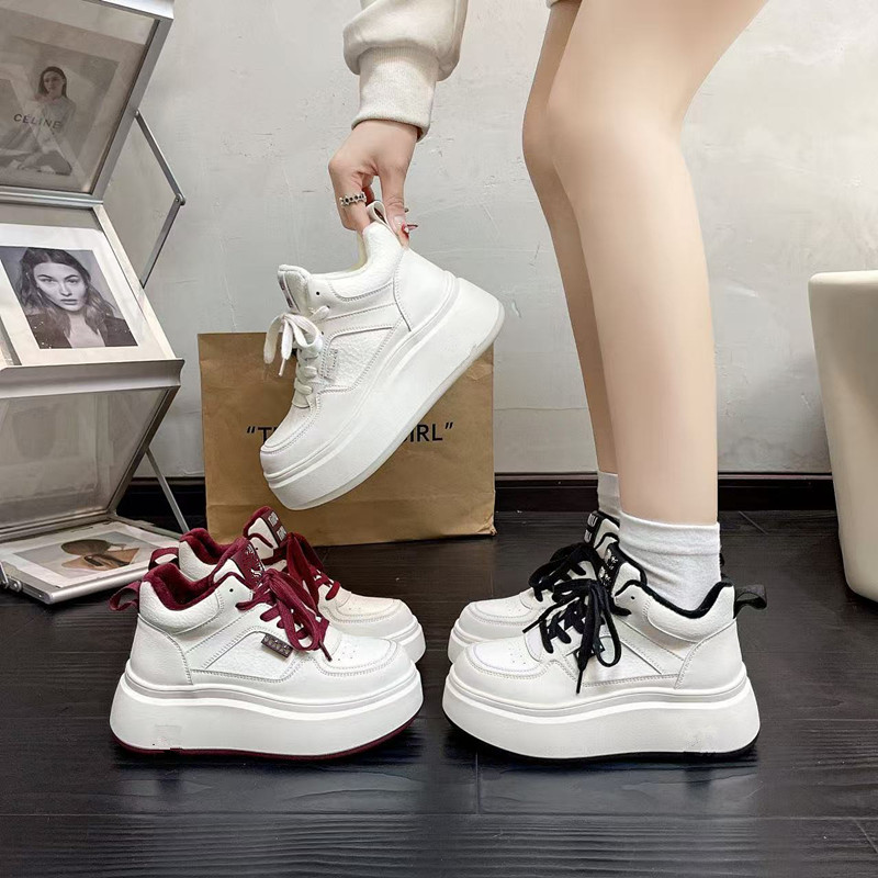 25-8断码女鞋韩版小白鞋厚底学生鞋子ins秋冬加绒高帮休闲板鞋
