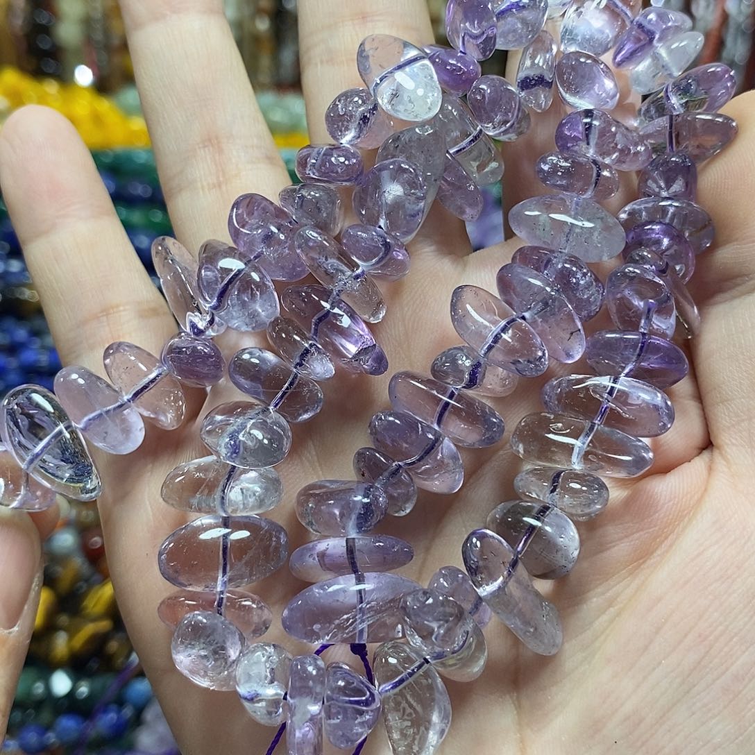 玛瑙/玉髓未镶嵌珠宝半成品紫水晶一条卡16m横孔