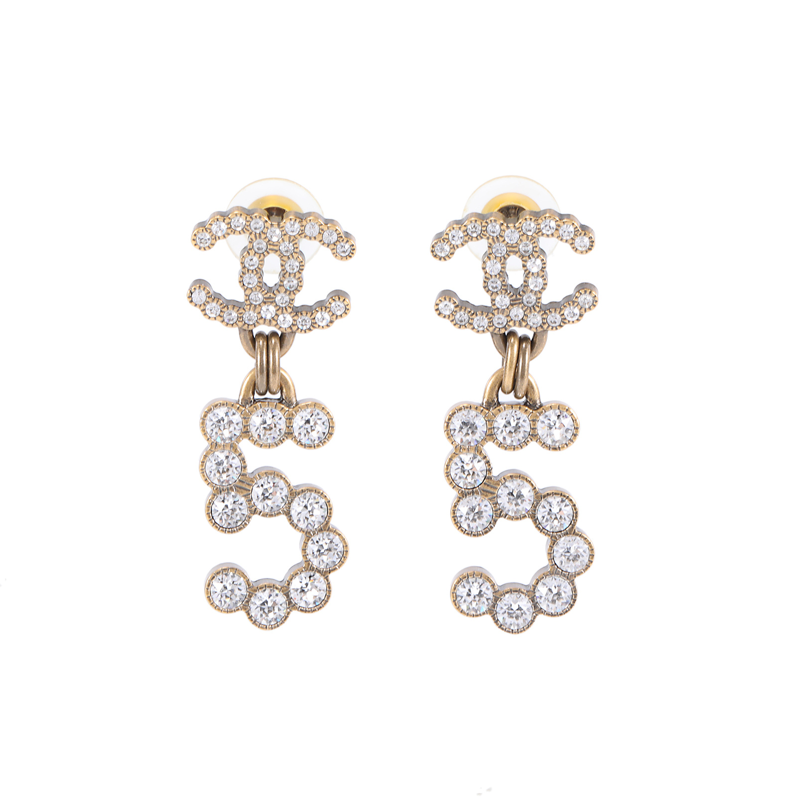95新 Chanel/香奈儿 【念念活动】水钻数字5吊坠双C 耳环