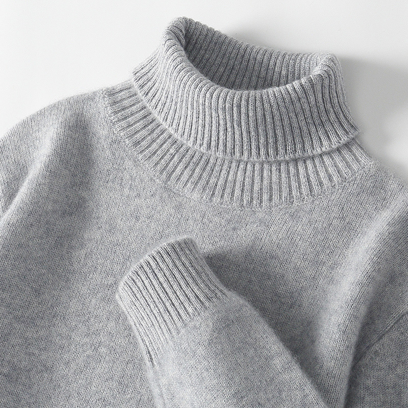 羊毛衫男士高翻领套头毛衣宽松休闲针织打底衫100纯羊毛加厚