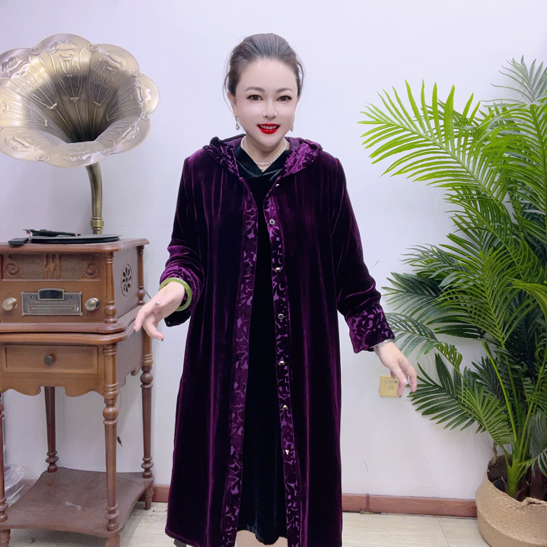 桑蚕丝高端大码风衣11AF003