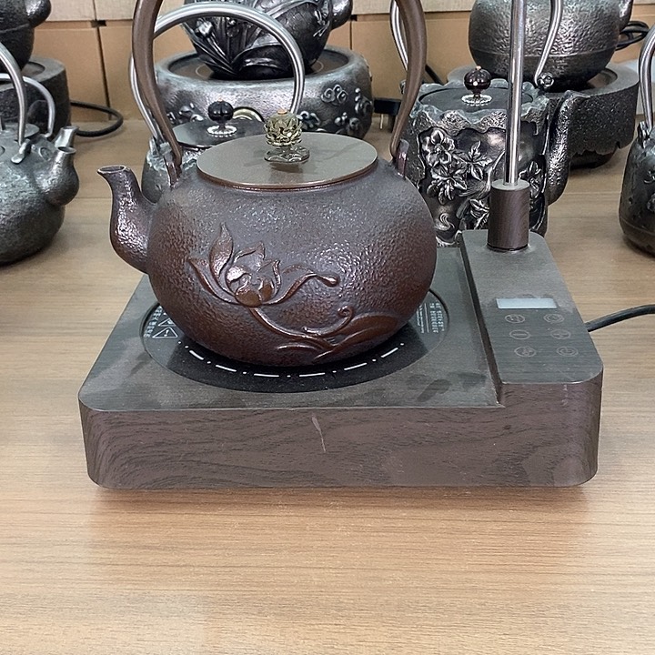 1木纹上水电陶炉+荷花1200毫升铸铁壶
