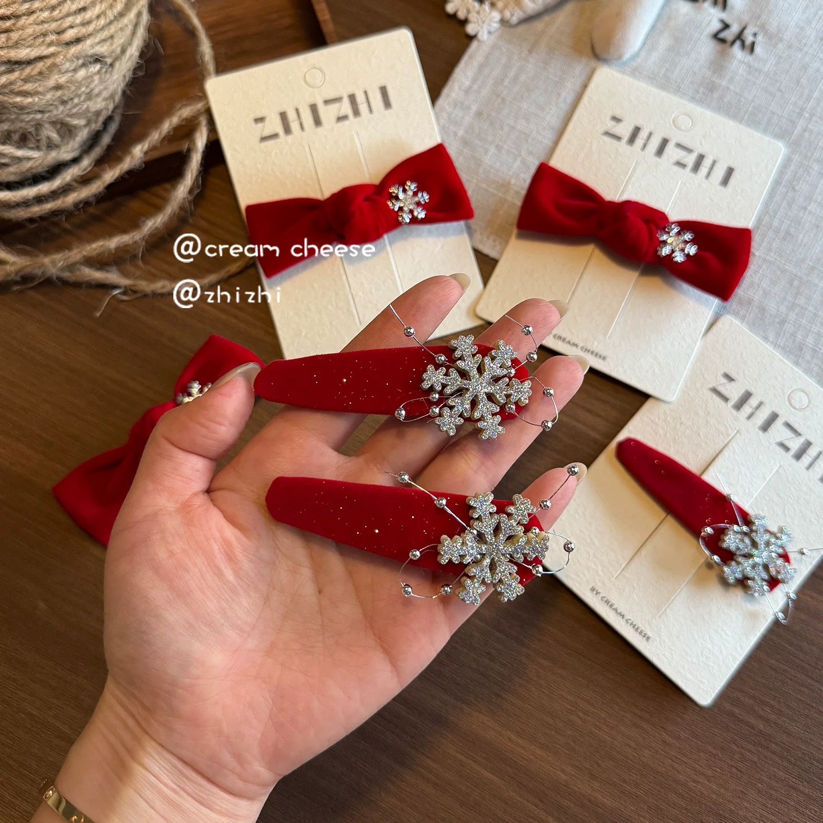 红色系新年女童发夹百搭韩系风蝴蝶结发饰发夹