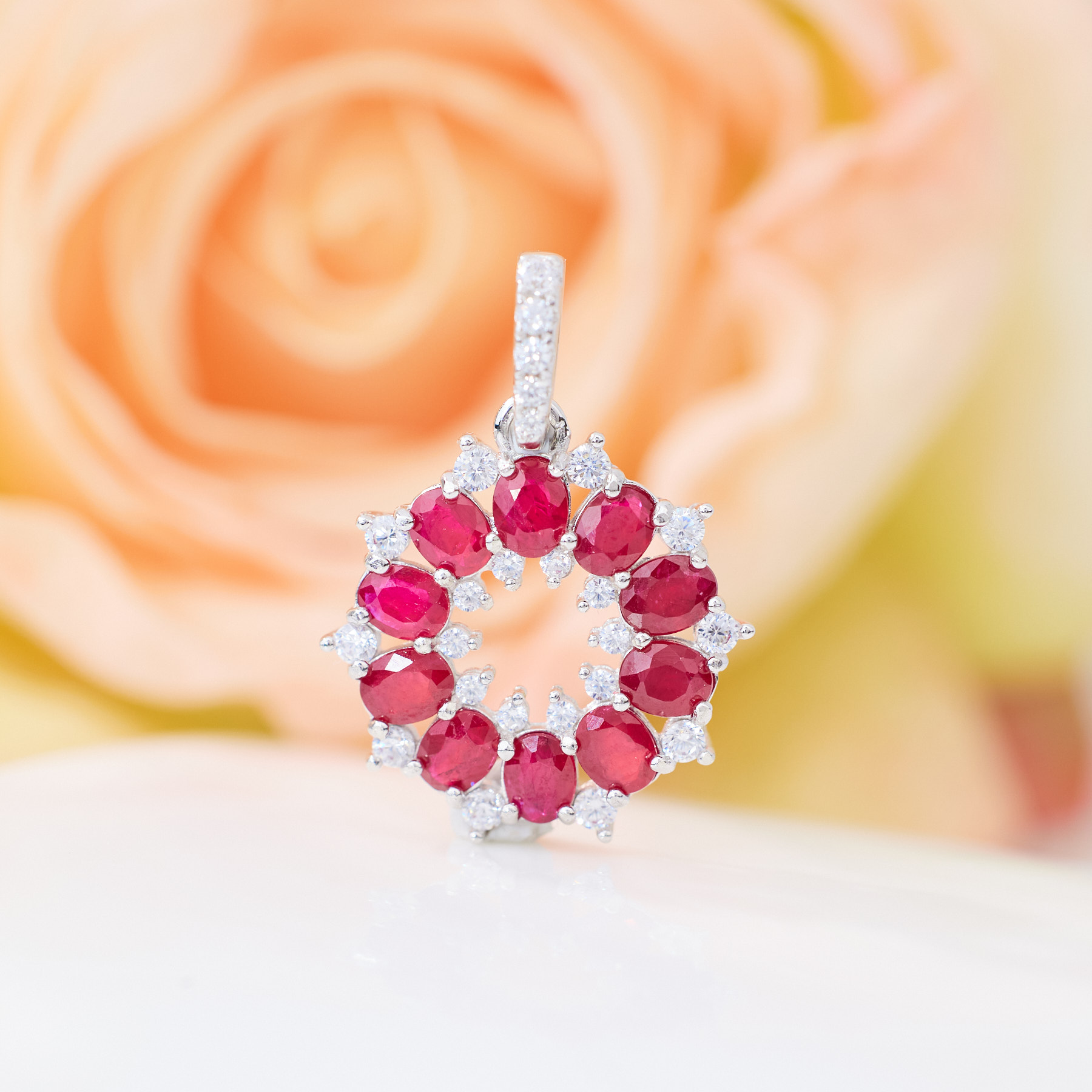 【九华山】红宝石吊坠*S925镶嵌W1595