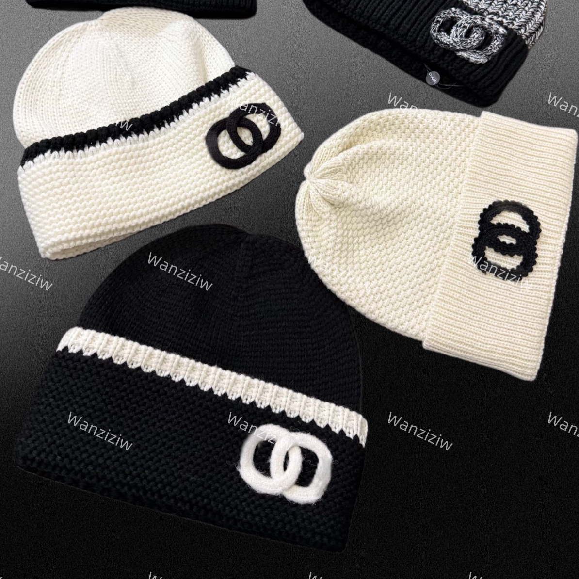 【小香香拼接帽】区别市面通货*羊毛针织帽黑白拼接秋冬保暖