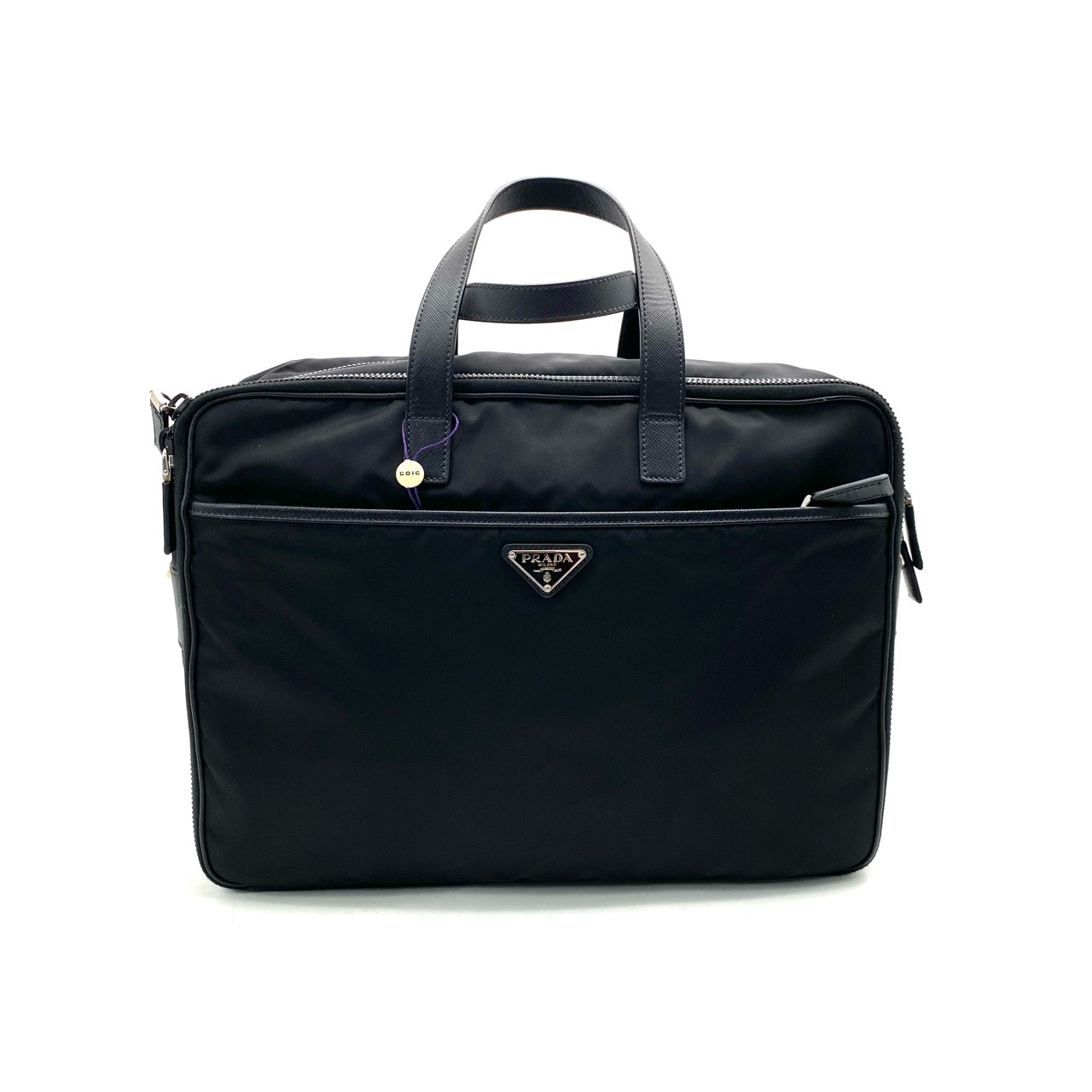 99新 Prada/普拉达 黑色尼龙公文包 尺寸40/30