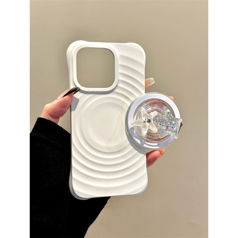 适用苹果iphone16promax简约纯色15pro波纹14磁吸支架13ins手机壳