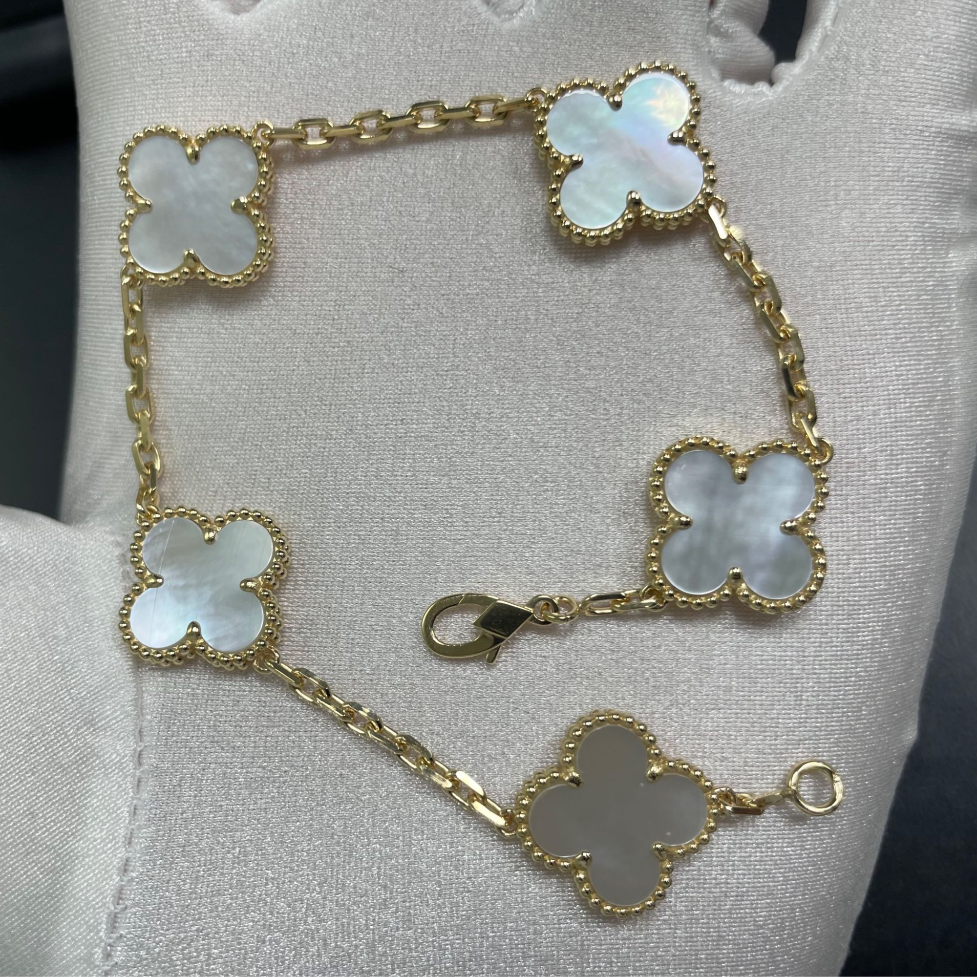【CHERISH】18k  k黄 贝母四叶草五花手链