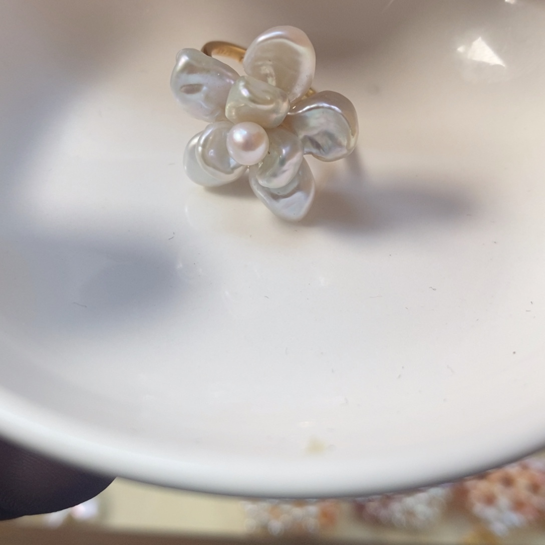 淡水珍珠戒指合金