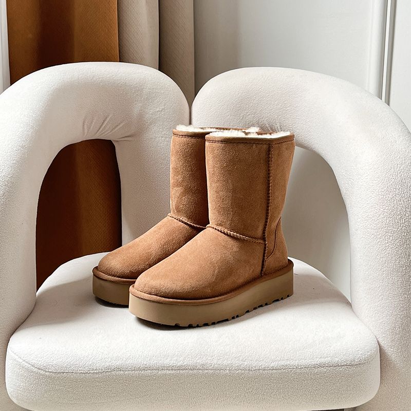 冬雨【厚底高筒18厘米】5825桑坡羊皮毛一体冬季加厚加绒保暖雪地靴