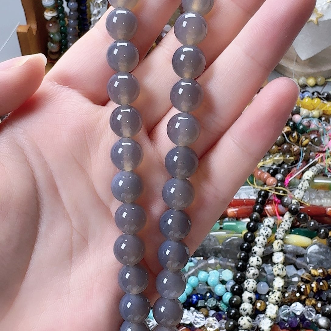 未镶嵌玛瑙/玉髓珠宝半成品卡10灰玛一条