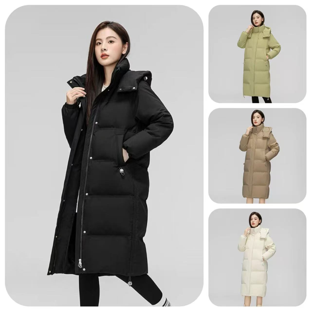 冬上新！雪家剪标长款羽绒服女秋冬长过膝时尚厚实保暖连帽羽绒服