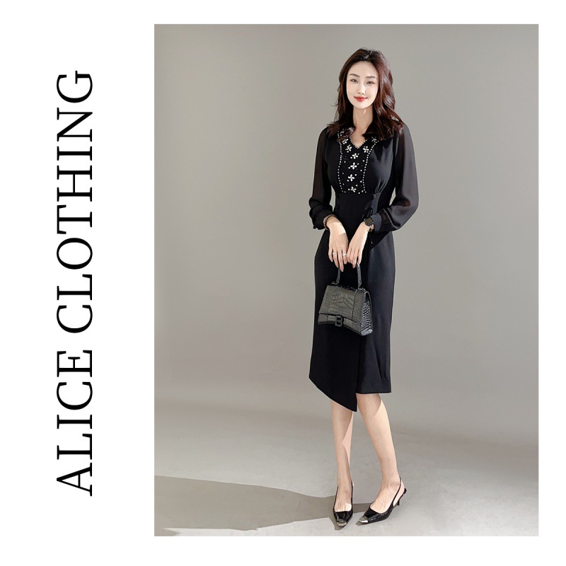 6 alicelulu“灿若星辰”时尚连衣裙璀璨烫钻 优雅通勤 S2133230F