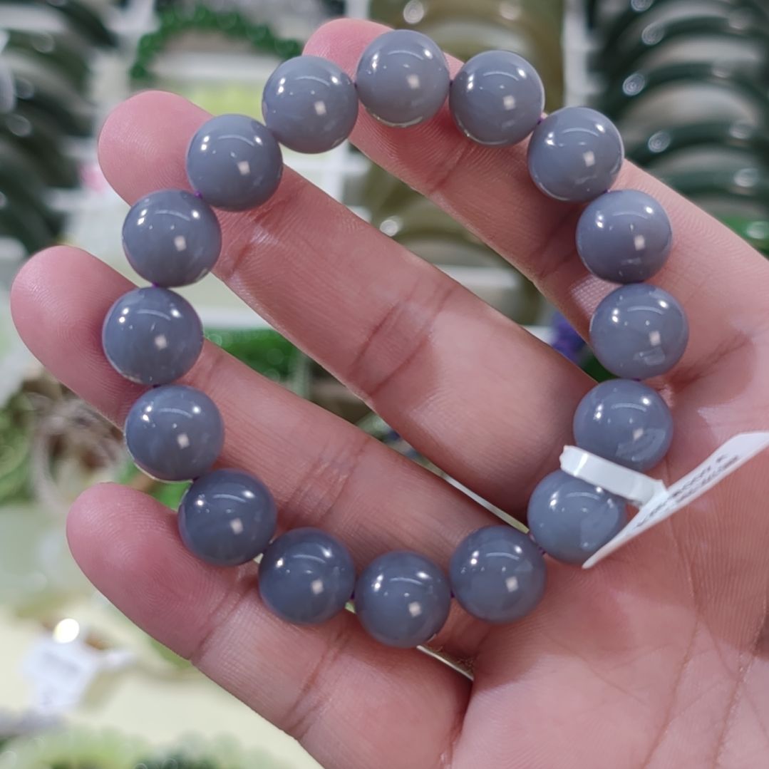 和田玉未镶嵌手链卡12浓烟紫和田玉手串×1