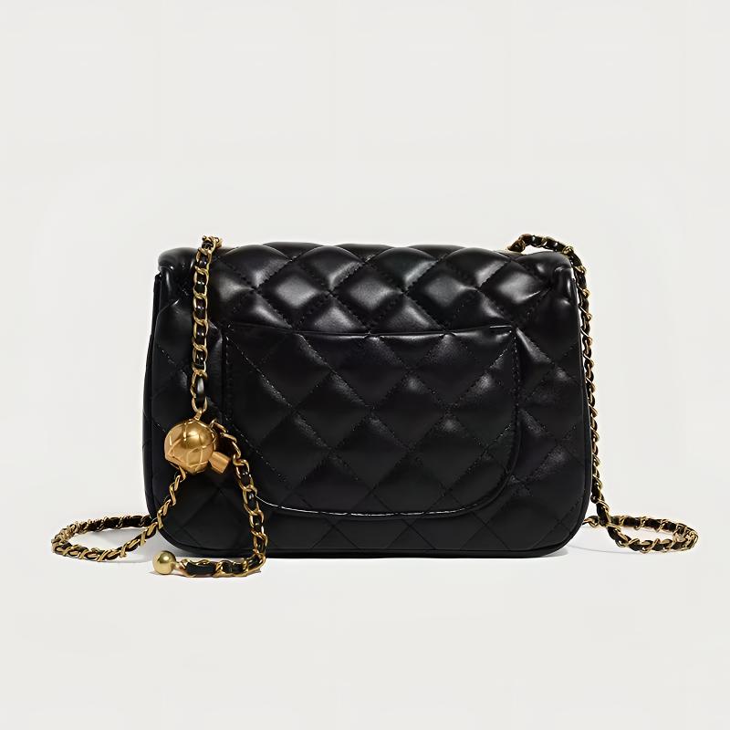 （方胖子）时尚小香风菱格链条斜挎包 X929黑（可嘎嘣）尺寸21*7*14.5