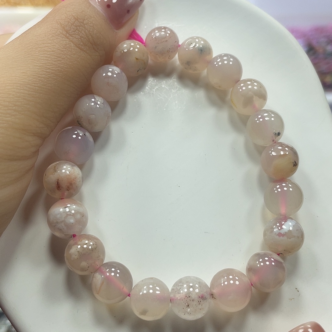 水晶手链未镶嵌樱花玛瑙10M