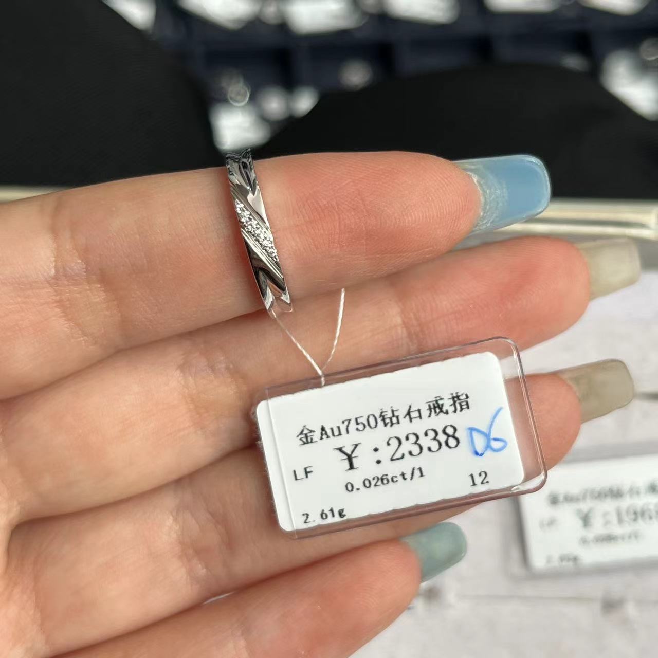 18k金au750k白戒指商家编码D6