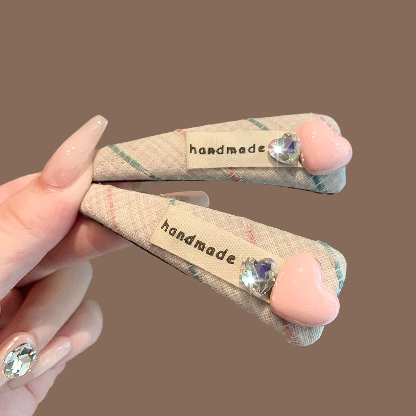 韩国东大门新款纽扣字母白色格纹流苏发夹时尚百搭刘海夹侧边夹女