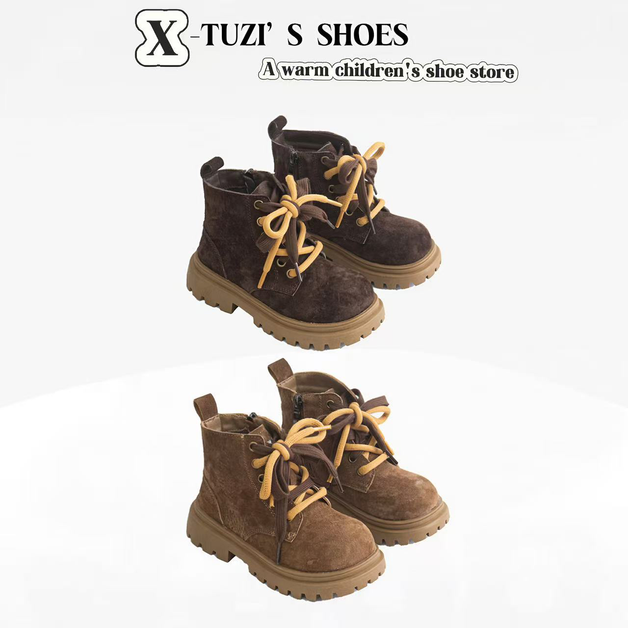 N.N【卡皮巴拉】男女童加绒保暖真皮马丁靴 26083