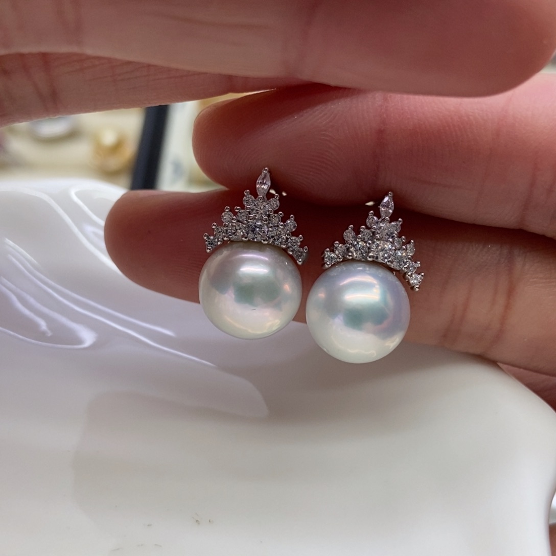 淡水珍珠耳饰银S925镶嵌