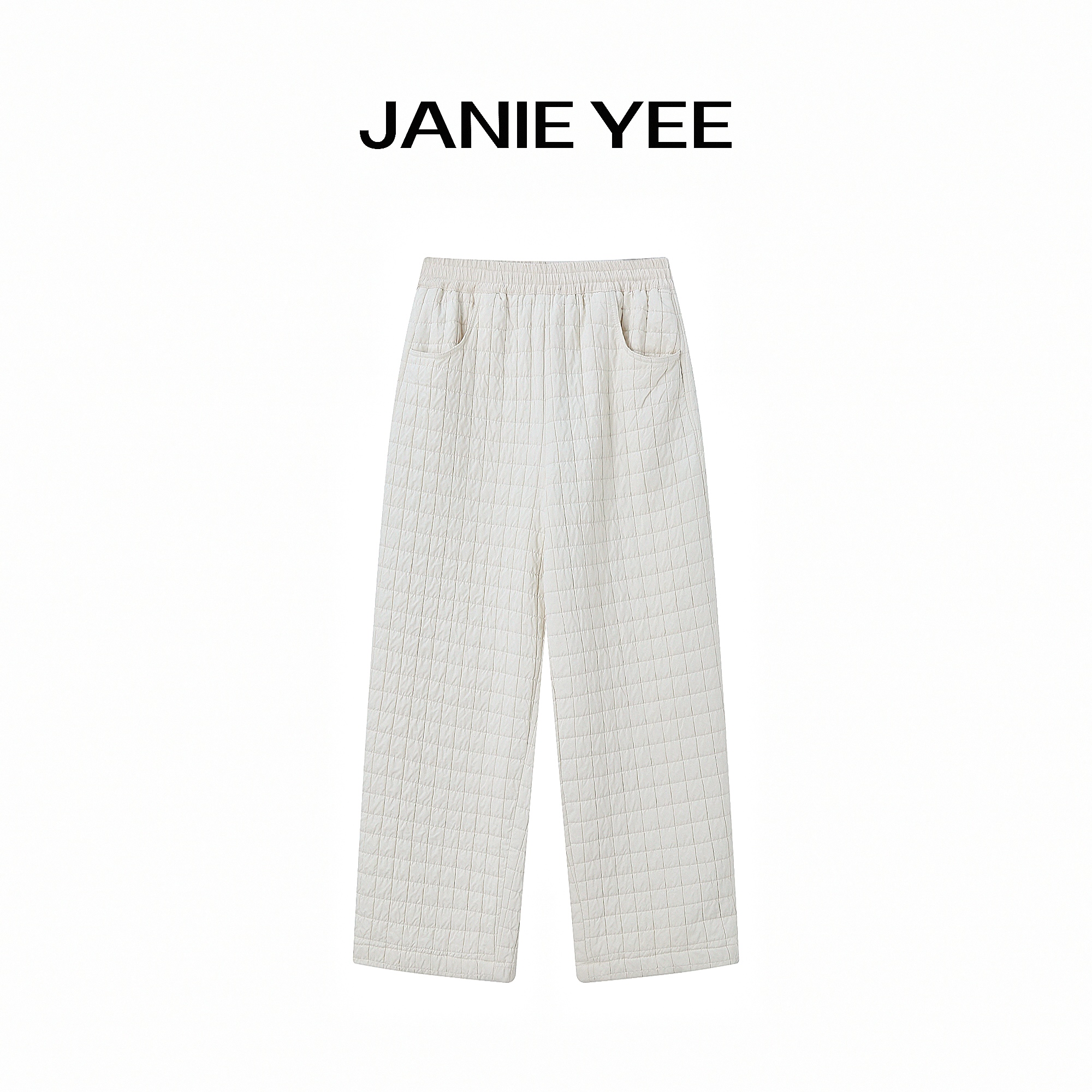 Janie Yee"棉裤"加厚绒保暖松紧腰宽松直筒休闲长裤女冬 25A3531