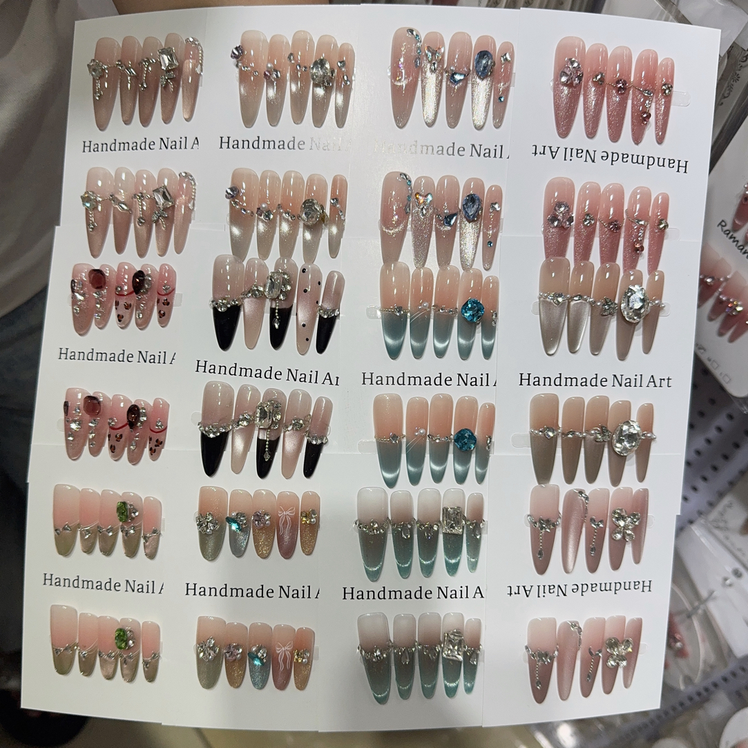 纯手工手工定制猫眼长款显白高级感穿戴甲