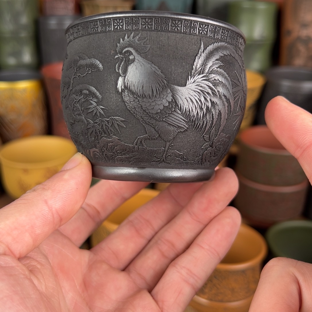 紫砂茶杯宜兴原矿紫砂杯