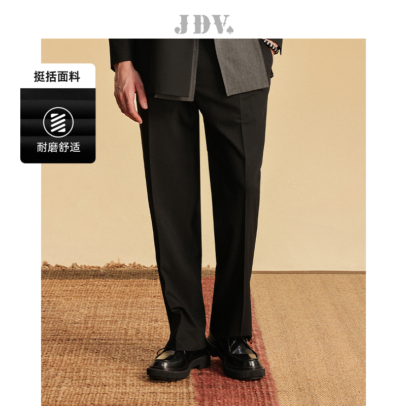 J.D.V夏季商场同款黑色基础款阔腿裤休闲长裤男裤SPW4030