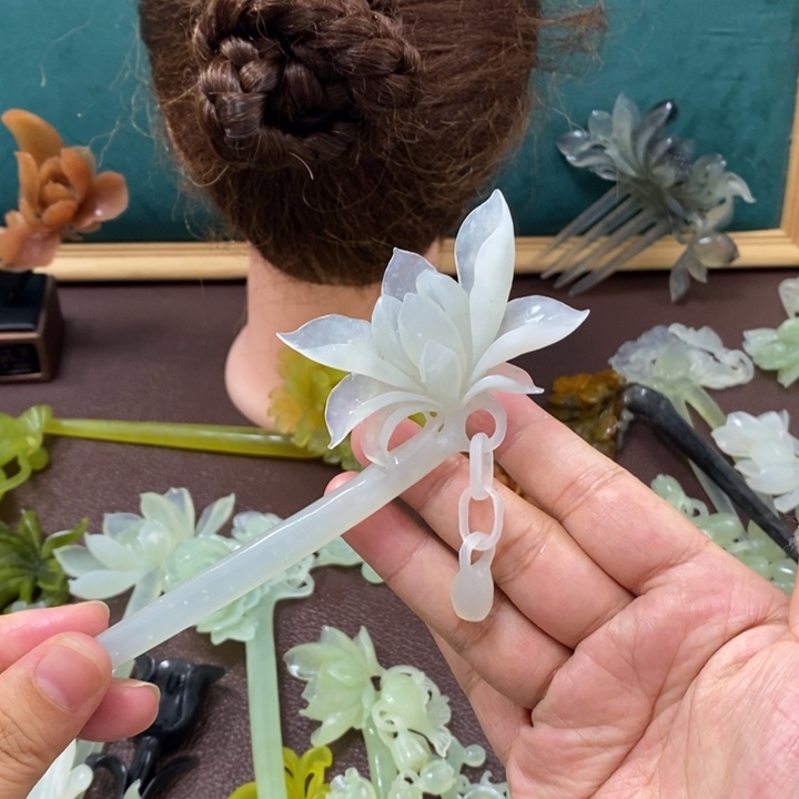 蛇纹石玉发饰未镶嵌阳****姚