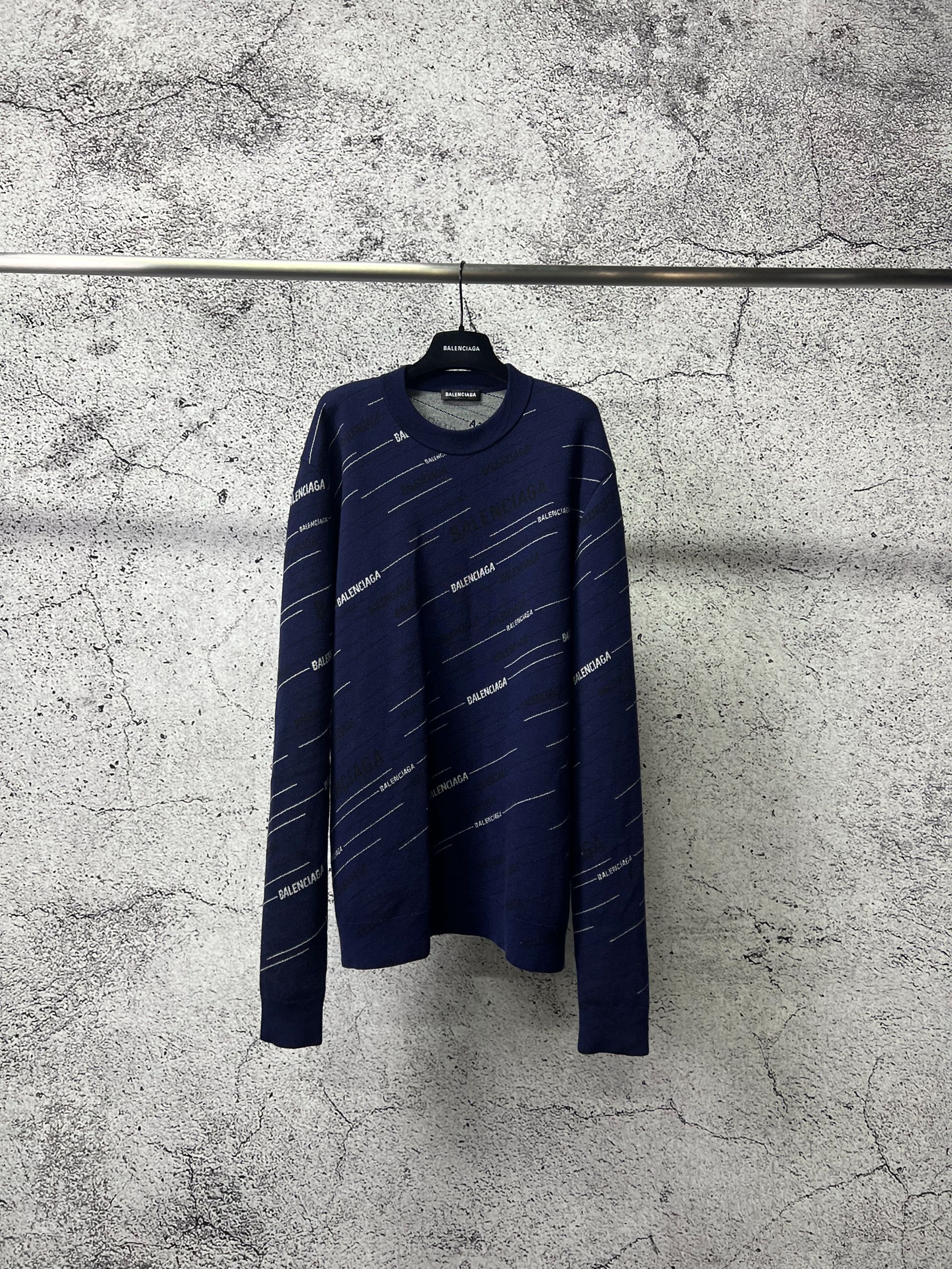 未使用 Balenciaga/巴黎世家 弹幕LOGO羊毛衫/M码/RN0080