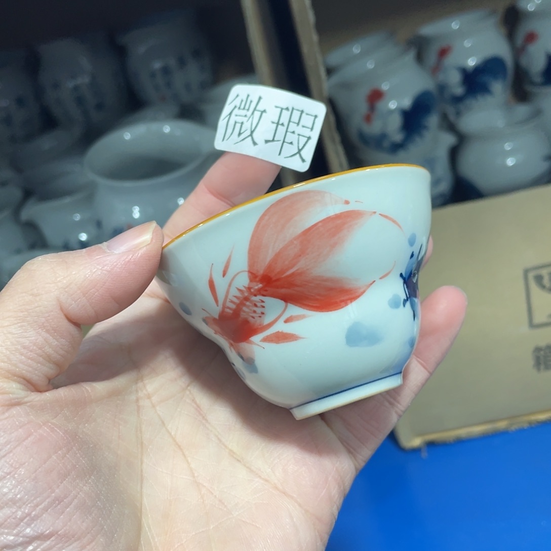釉下手绘茶具微瑕