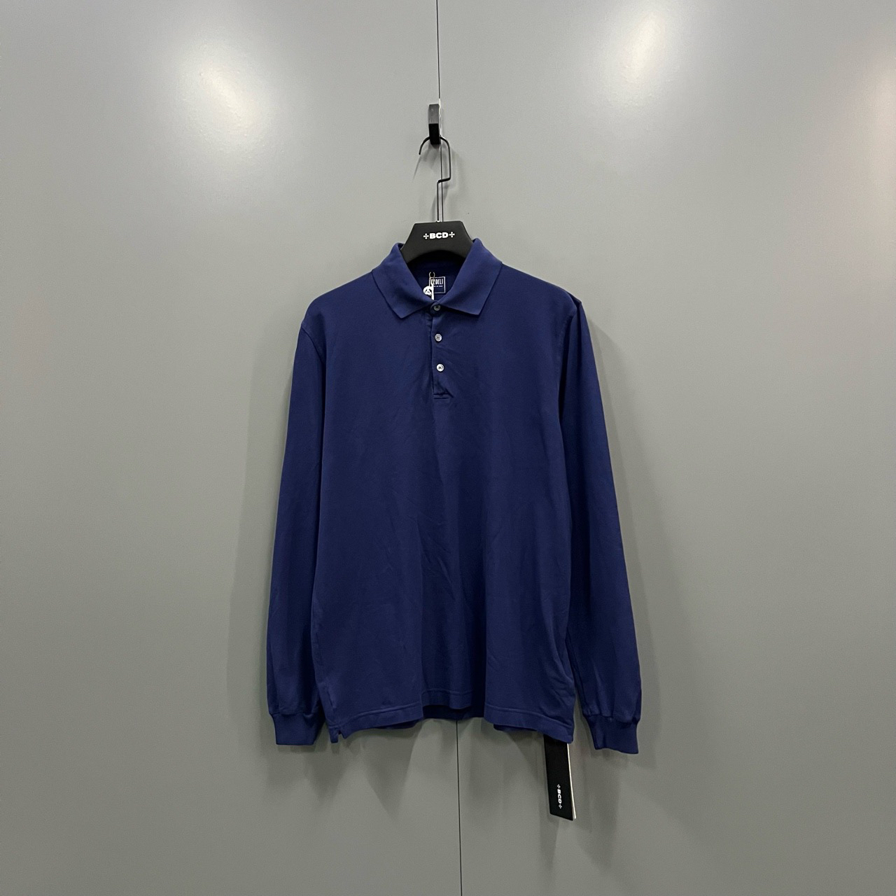 （bb）108 FEDELI 蓝色简约长袖polo衫 50码/全新/3000/400369