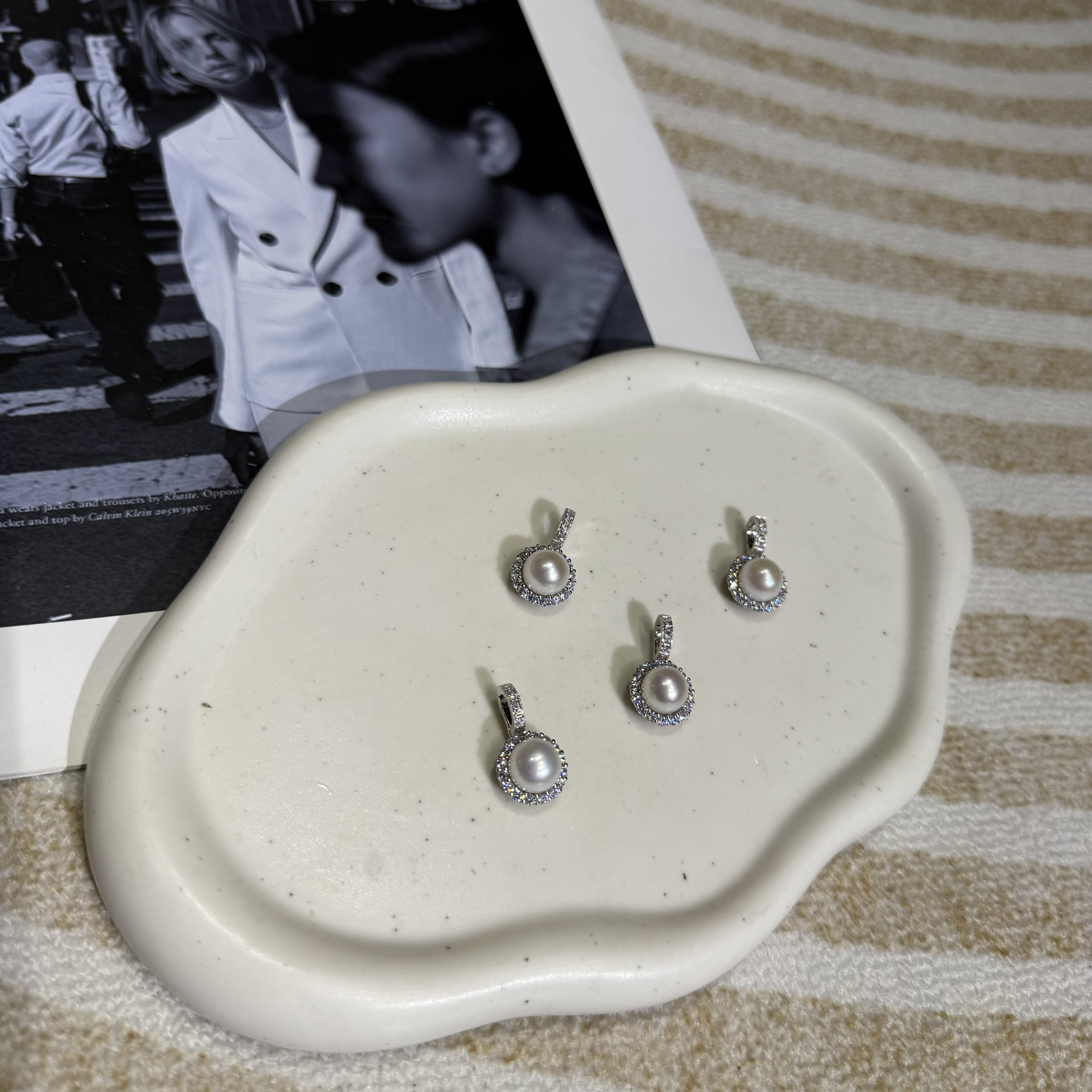 【A153】8-9淡水珍珠太阳花万能扣吊坠（不含链）