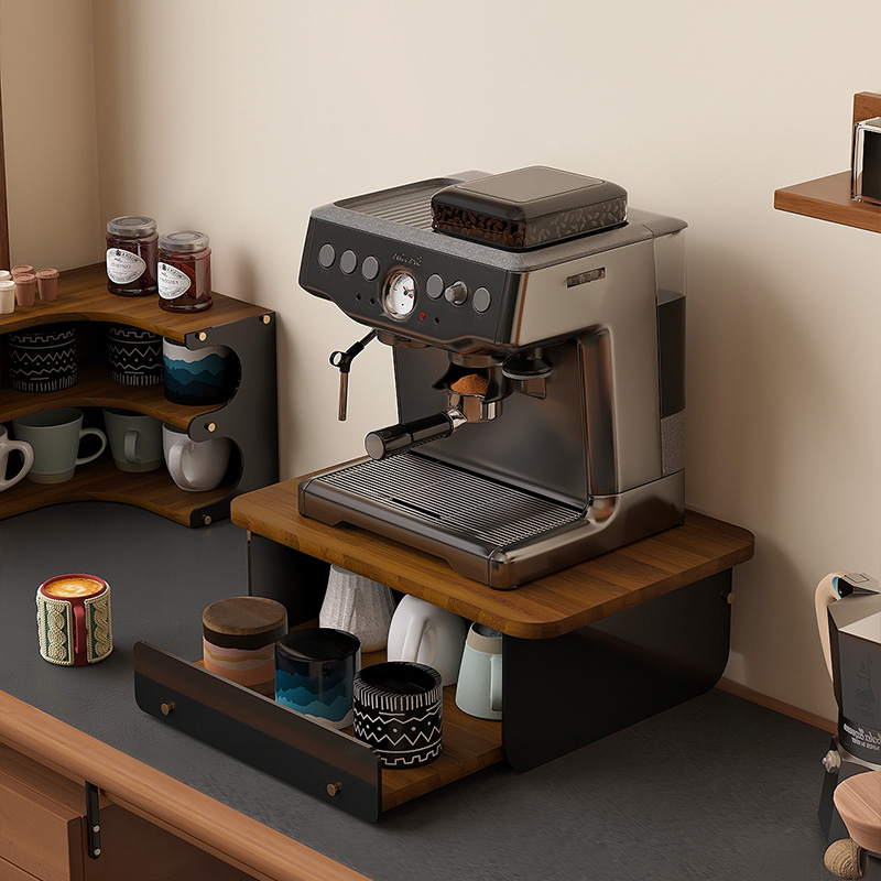 【双11直降】木质抽屉式咖啡杯马克杯收纳小餐边柜桌面置物架