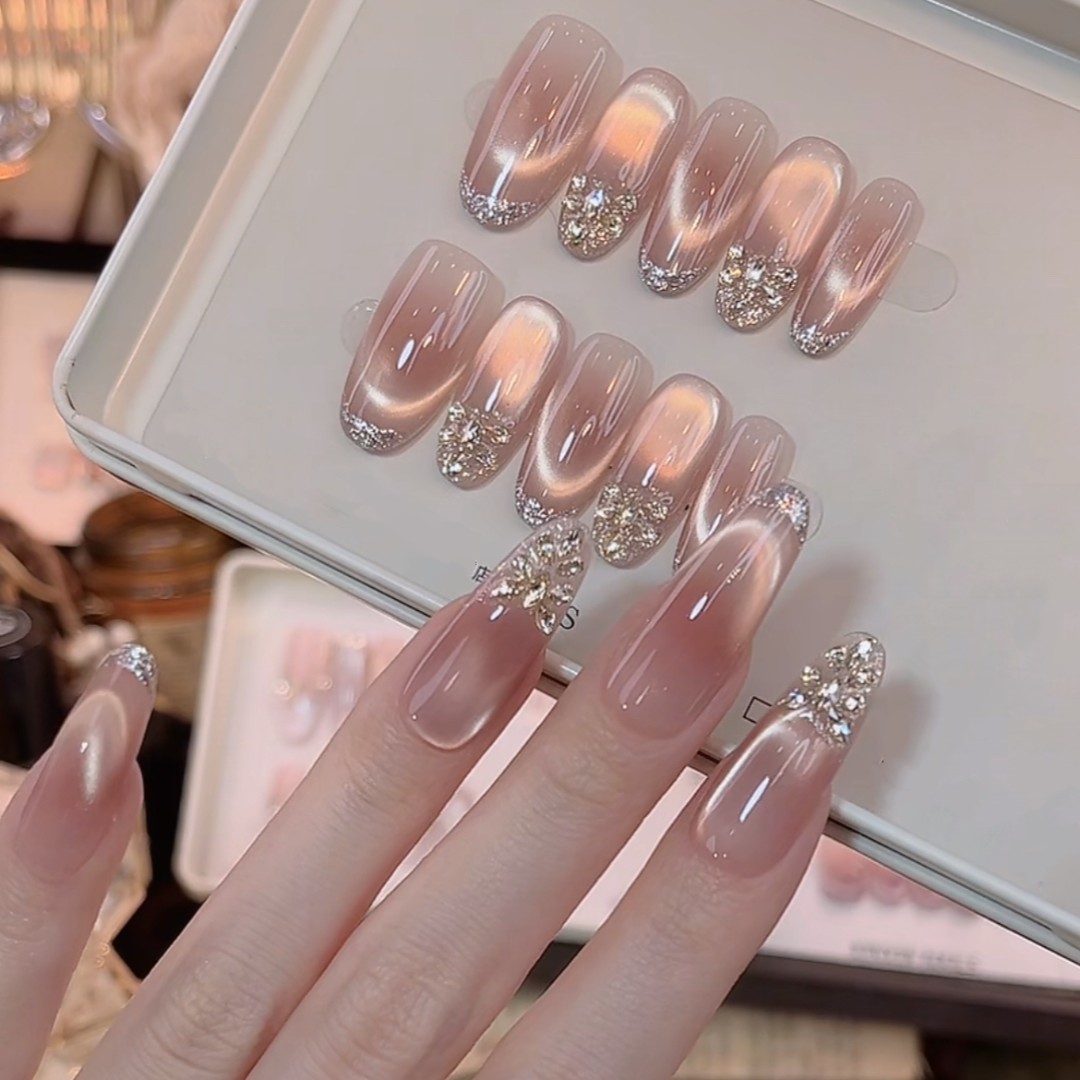 【沪上千金】纯手工穿戴甲高级轻奢穿戴式美甲贴中长款显白百搭美甲