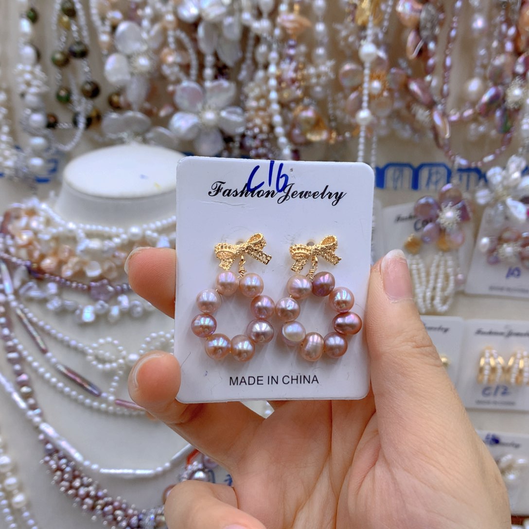 淡水珍珠耳饰银S925镶嵌