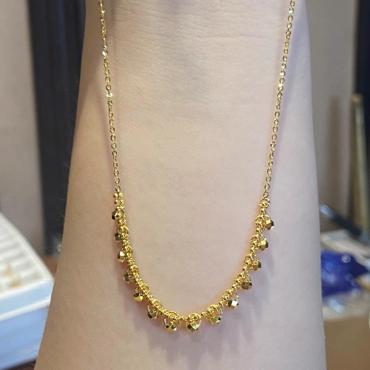 Q【蕾丝蹦迪套链】足金999精工5