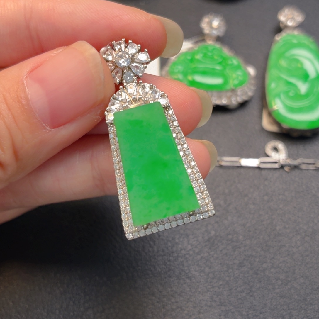 翡翠银S925镶嵌吊坠(不含链)