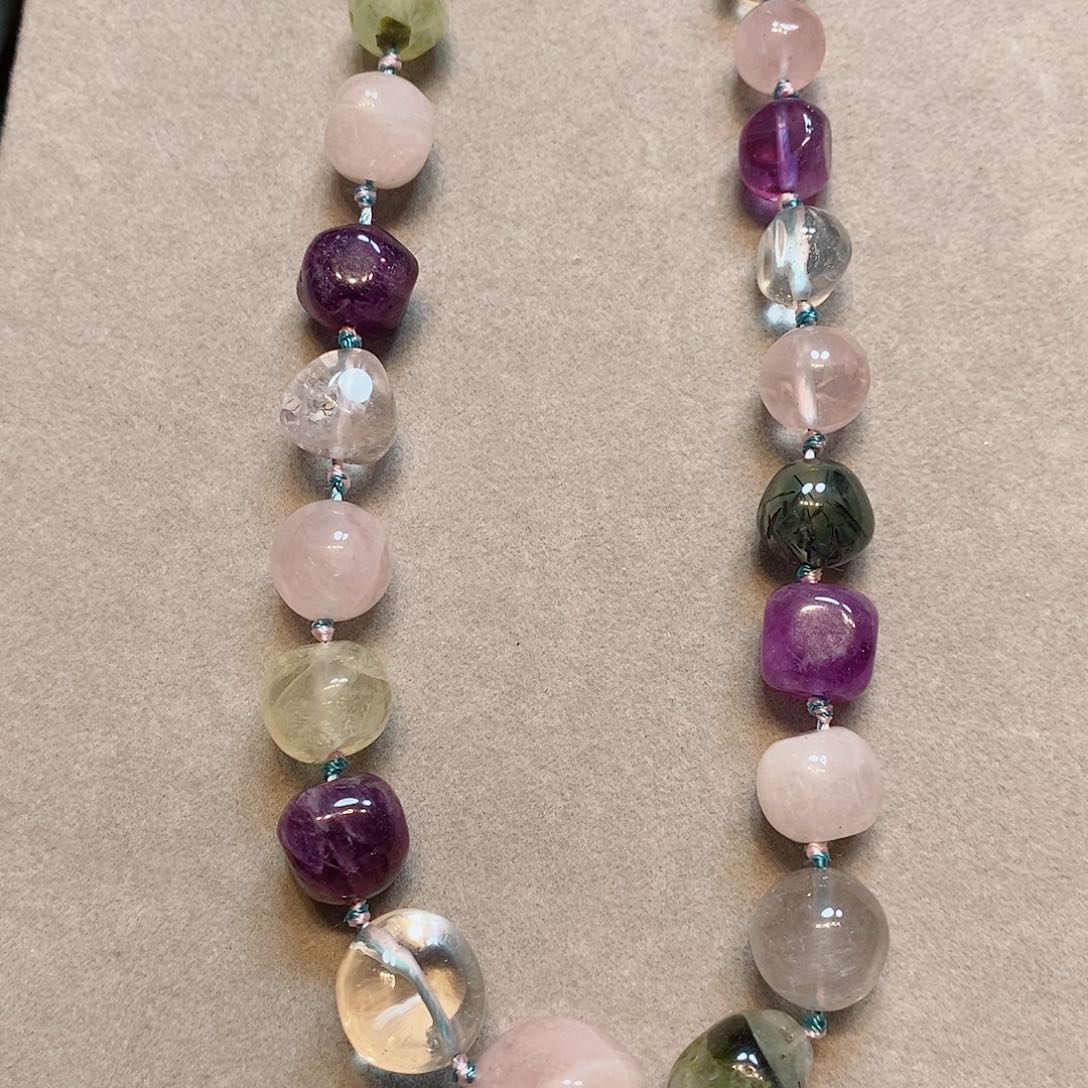 玛瑙/玉髓散珠天然水晶塔链一条