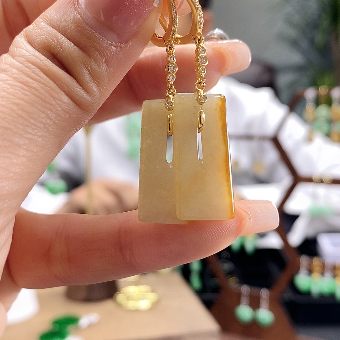 翡翠耳饰银S925镶嵌翡翠