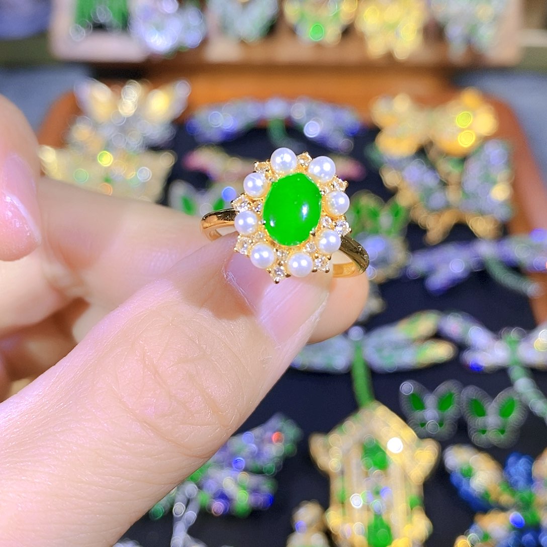 吊坠(不含链)银S925镶嵌翡翠